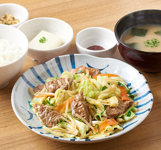 大豆ミートの野菜炒め定食